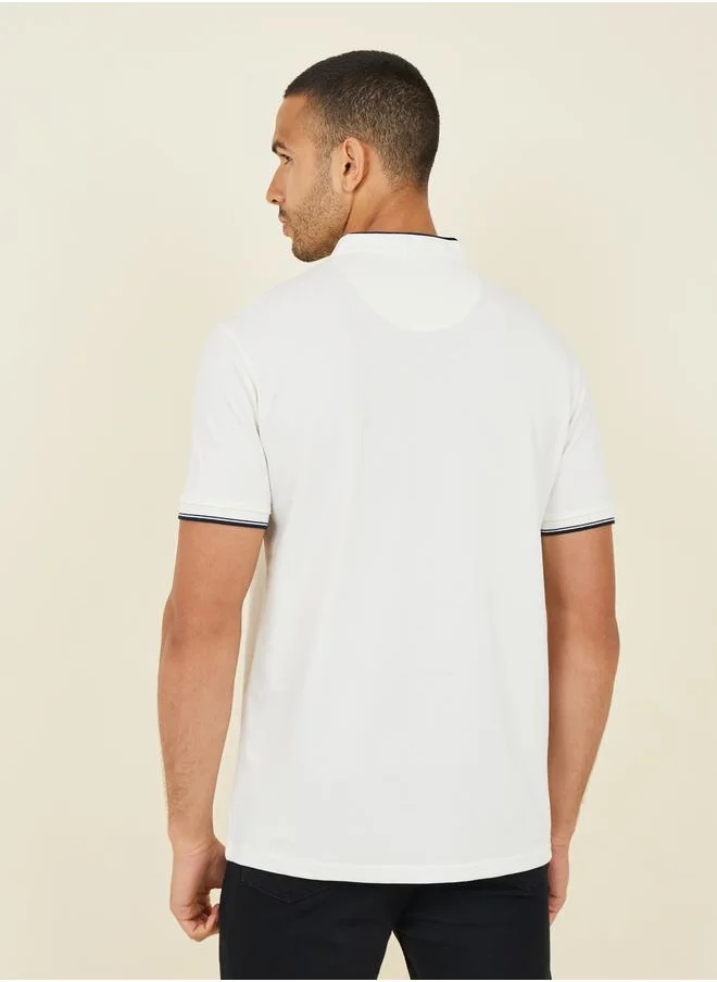Styli Stand Up Tipping Collar Pique Polo