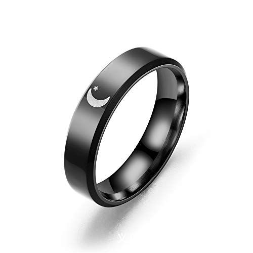 YERTTER Danity Matching Ring Moon Sun Ring Knuckle Ring Finger Ring Chic Ring for Couple Womens (Black) - Image 3