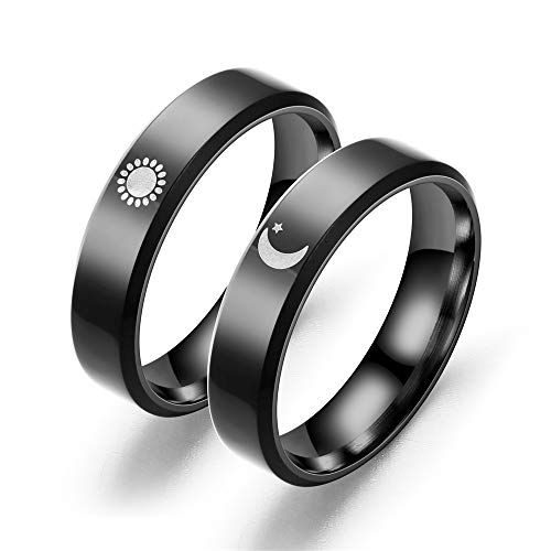 YERTTER Danity Matching Ring Moon Sun Ring Knuckle Ring Finger Ring Chic Ring for Couple Womens (Black) - Image 1