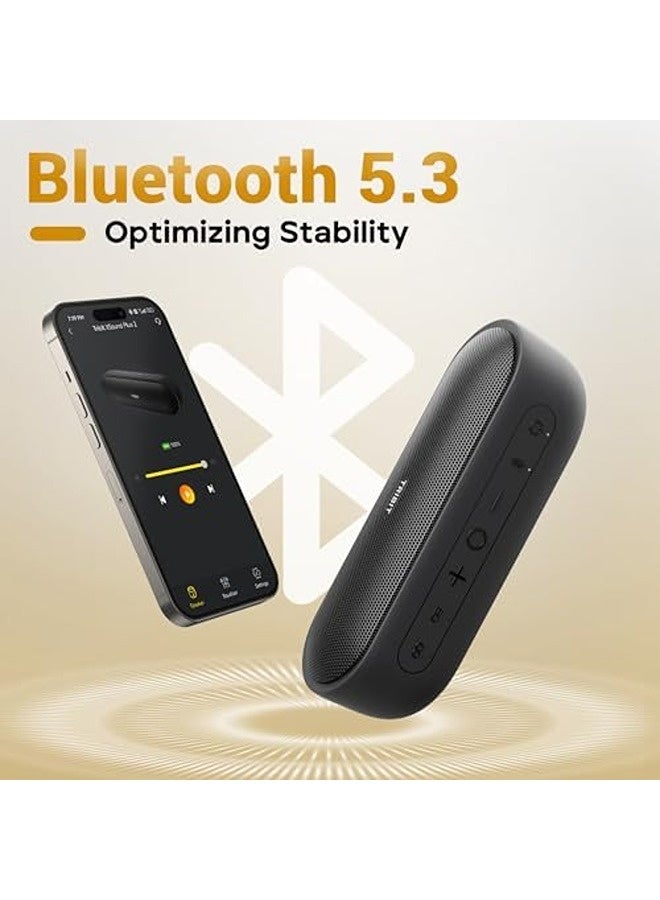 تريبيت سماعة بلوتوث XSound Plus 2 – أسود | صوت ستيريو قوي بقدرة 30 واط مع تقنية XBass، بلوتوث 5.3، تشغيل حتى 24 ساعة، مقاومة للماء بمعيار IPX7، مدى اتصال يصل إلى 150 قدمًا، ميكروفون مدمج - Image 5