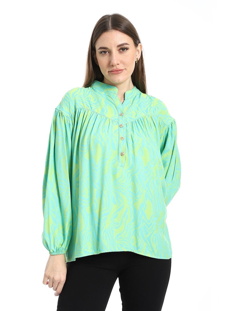 Coctail 5639-satin blouse-light green - Image 1
