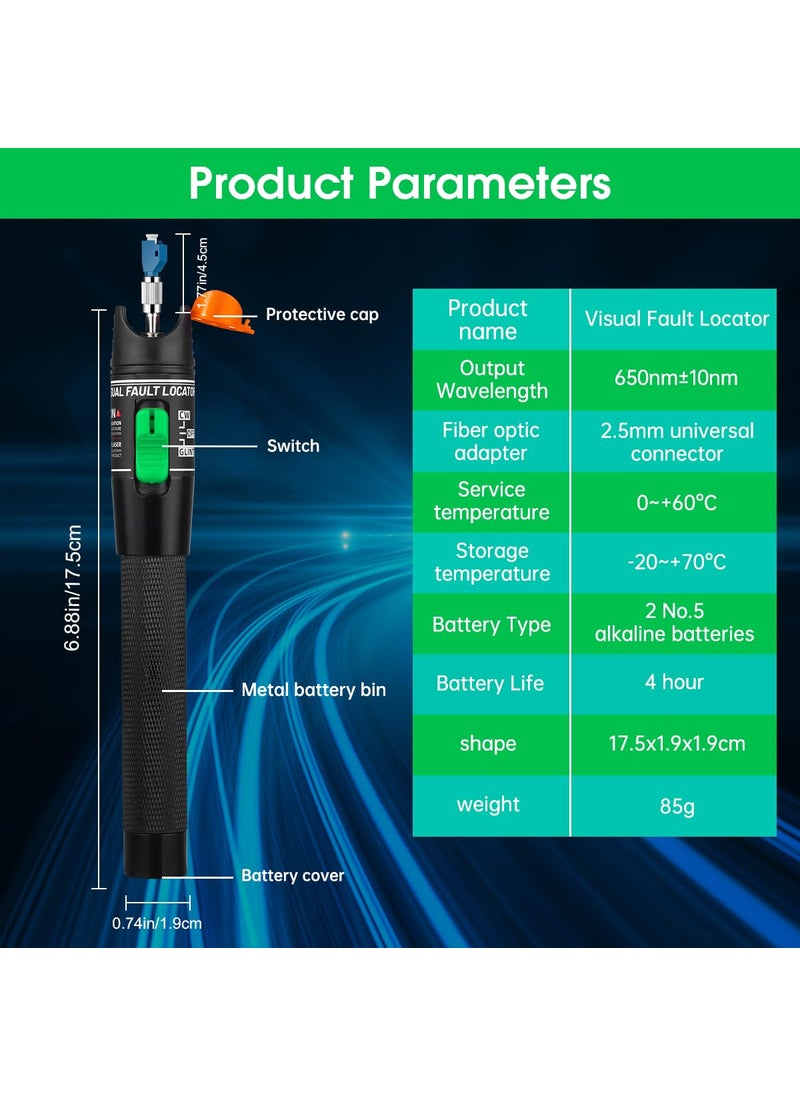 Moocci Moocci Fiber Visual Fault Locator Fiber Optic Tester - VFL Fiber Optic Cable Tester Meter with FC to LC Adapter - Fiber Optic Tools Tester Kit for LC/FC/SC/ST, Network Cable Test  - Image 4