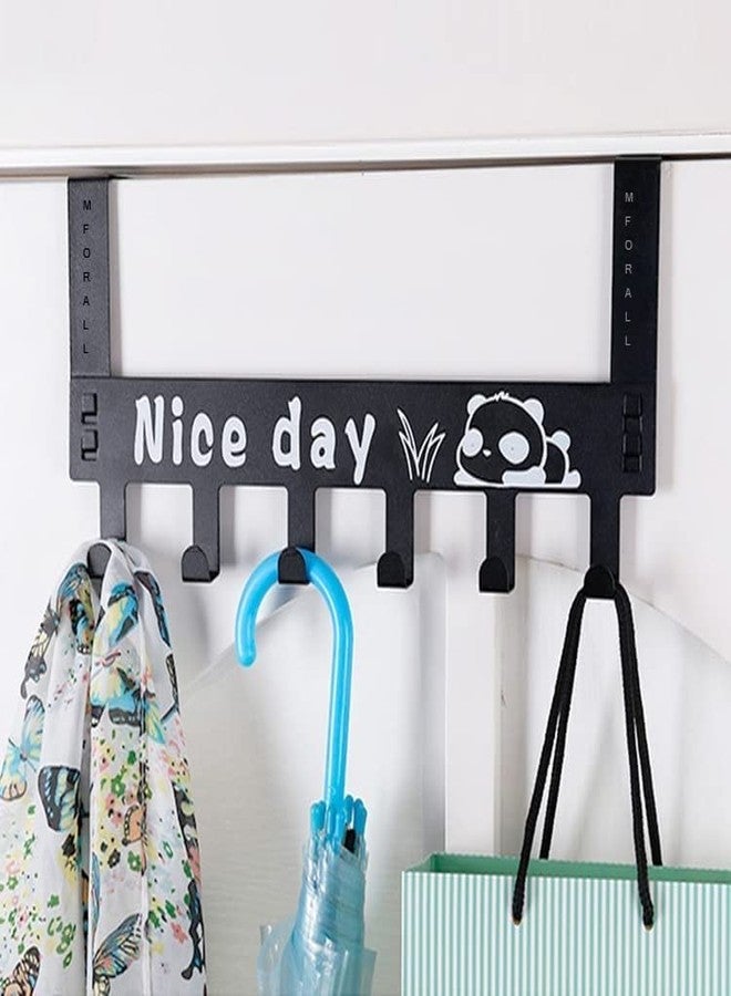 Mforall Heavy-Duty Over Door Hook Carben Steel | Nice Day Print Hook | Cloth Hanger for Door | Removable Door Hook | Towel Hanger Bathroom Door | Black !! 6 Hooks !! - Image 2