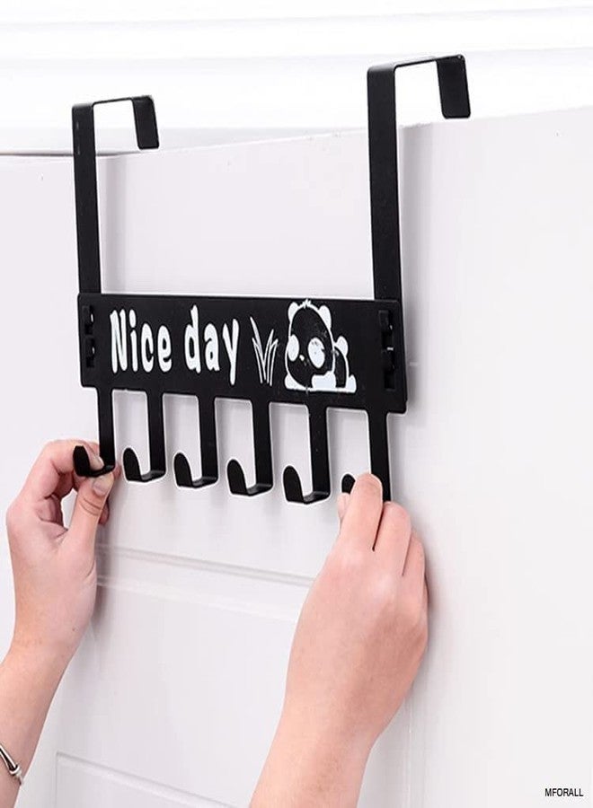 Mforall Heavy-Duty Over Door Hook Carben Steel | Nice Day Print Hook | Cloth Hanger for Door | Removable Door Hook | Towel Hanger Bathroom Door | Black !! 6 Hooks !! - Image 1