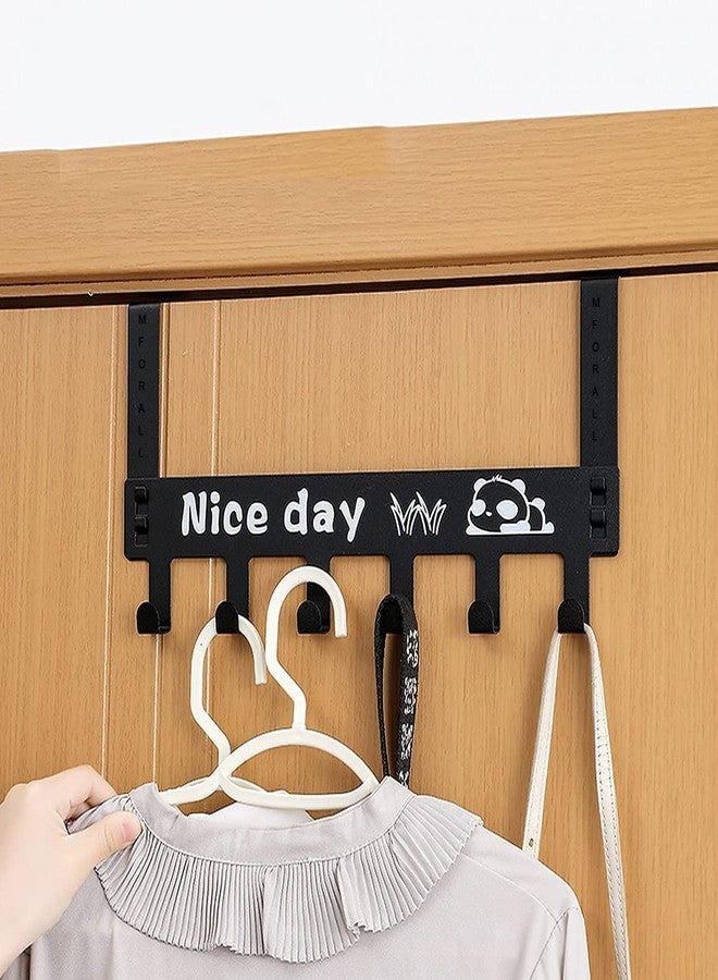 Mforall Heavy-Duty Over Door Hook Carben Steel | Nice Day Print Hook | Cloth Hanger for Door | Removable Door Hook | Towel Hanger Bathroom Door | Black !! 6 Hooks !! - Image 4