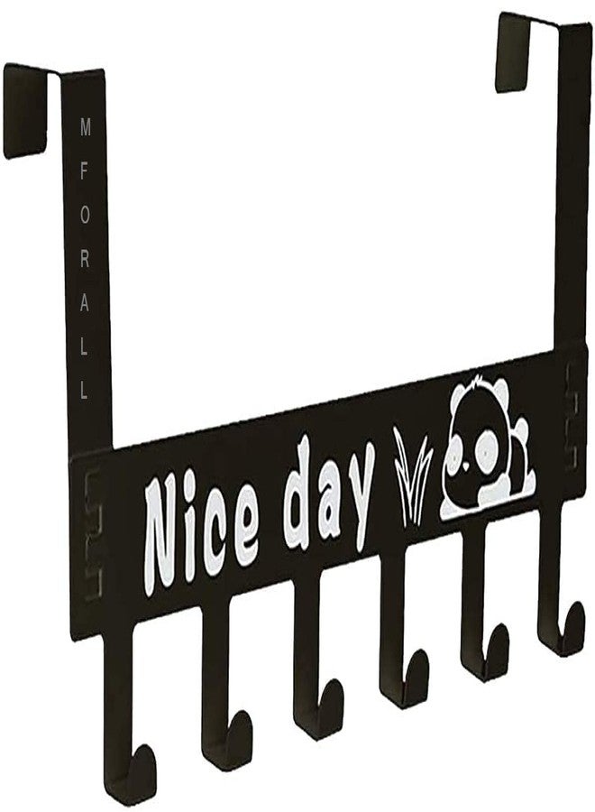 Mforall Heavy-Duty Over Door Hook Carben Steel | Nice Day Print Hook | Cloth Hanger for Door | Removable Door Hook | Towel Hanger Bathroom Door | Black !! 6 Hooks !! - Image 3
