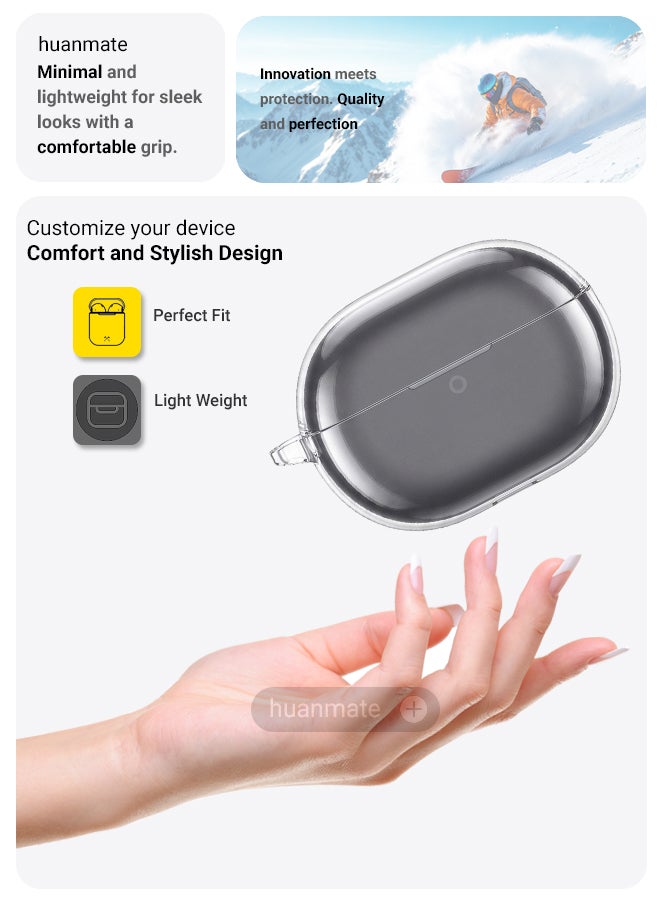 huanmate Huawei FreeBuds Pro 5 Silicone Case Cover - Clear - Made with Soft Silicone, Lightweight & Durable - Stylish Design, Accurate Cut-outs, Easy Installation & Removal - Image 3