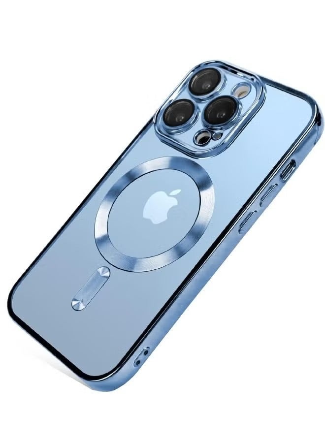 iPhone 15 Pro Max Case with Camera Lens Protector, Protective Case Compatible with Wireless Charging, Anti-Scratch Shockproof Protective Electroplated iPhone 15 Pro Max Case for Women Men - Blue - Image 4