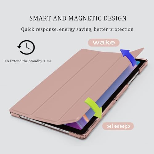 ProElite Cover for Samsung Galaxy Tab A9 Plus 11 inch Case Cover, Smart Flip Case Cover for Samsung Galaxy Tab A9+ 11 inch Translucent Back with Stylus Pen, Rose Gold - Image 3