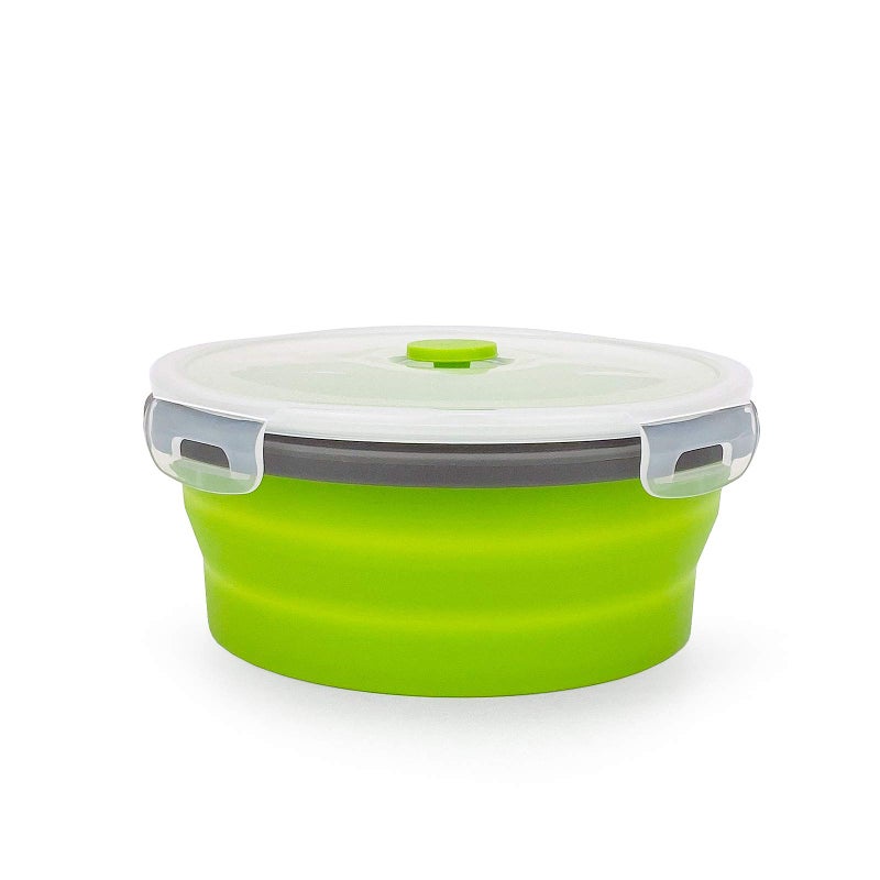 CARTINTS 1200ml Large Collapsible Meal Prep Containers  Reusable Silicone Food Storage Containers  Stackable Fridge Storage Containers  With Leakproof Lids  Microwave and Freezer Safe  Green - Image 2