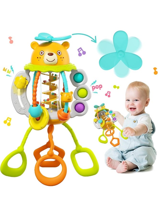HOLA Shake & Pull Busy Ball - Interactive Toy For Toddlers 6M+, Develops Fine Motor Skills, Hand-Eye Coordination, Sensory Perception With Bubble Popping, Bead Spinning, Pulling & Shaking Activities  - Image 1