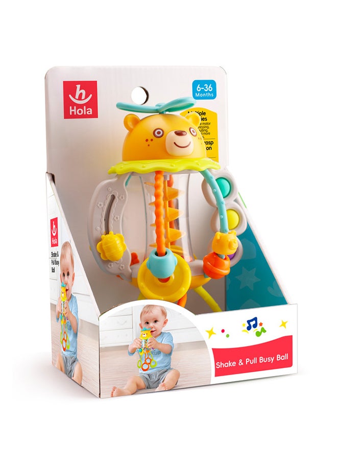 HOLA - Hola Shake & Pull Busy Ball - Interactive Toy for Toddlers 6M+, Develops Fine Motor Skills, Hand-Eye Coordination, Sensory Perception with Bubble Popping, Bead Spinning, Pulling & Shaking Activities - Image 1