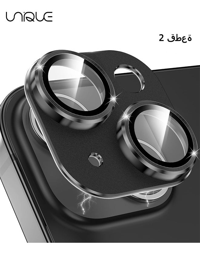 Unique 2 Pack - Camera Lens Protector for iPhone 15,Zinc Alloy One Piece Camera Cover, [Updated Version], Full Coverage Protection, Ultra HD, Shatterproof - Black  - Image 1