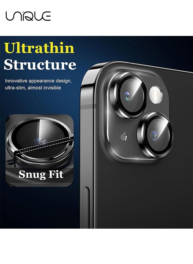 Unique 2 Pack - Camera Lens Protector for iPhone 15,Zinc Alloy One Piece Camera Cover, [Updated Version], Full Coverage Protection, Ultra HD, Shatterproof - Black  - Image 3