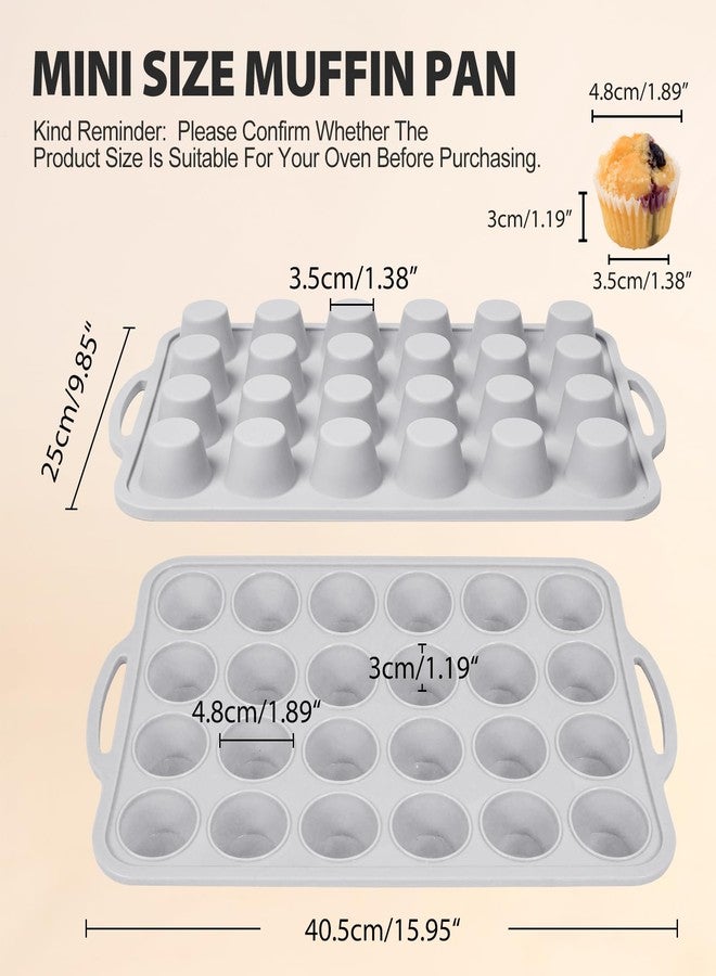 Vnray 3Pcs Silicone Muffin Pan 6, 12 and 24 Cup with Metal Frame, Non Stick Jumbo Cupcake Pan with Handles, BPA Free Silicon Mini Muffin Tin Regular Tray For Baking,Egg Bites,Mold Light Grey - Image 4