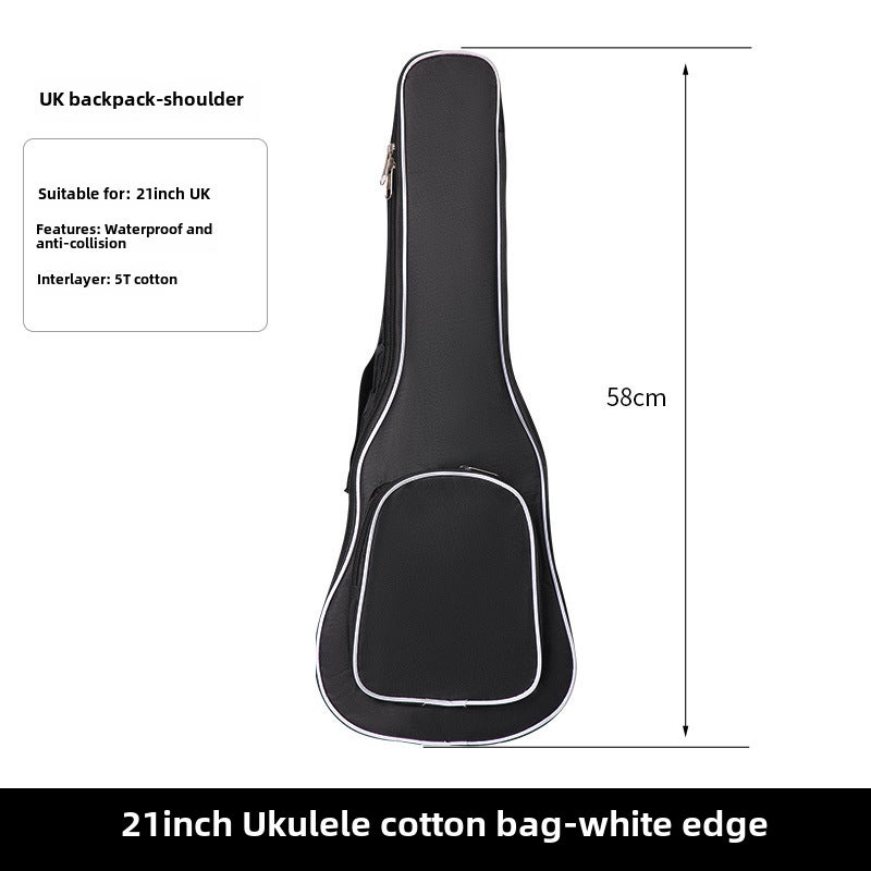 Generic Padded Guitar Backpack for Electric Guitar Bass 21 inch-white edge cotton bag 