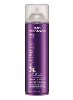 Rusk Usk Deepshine Platinumx Hairspray 10.2 Oz Nonstick Fastdrying Finishing Spray Allday Humidity Resistance Provides Strong Hold Shape And Body For A Shiny Look  - Image 1