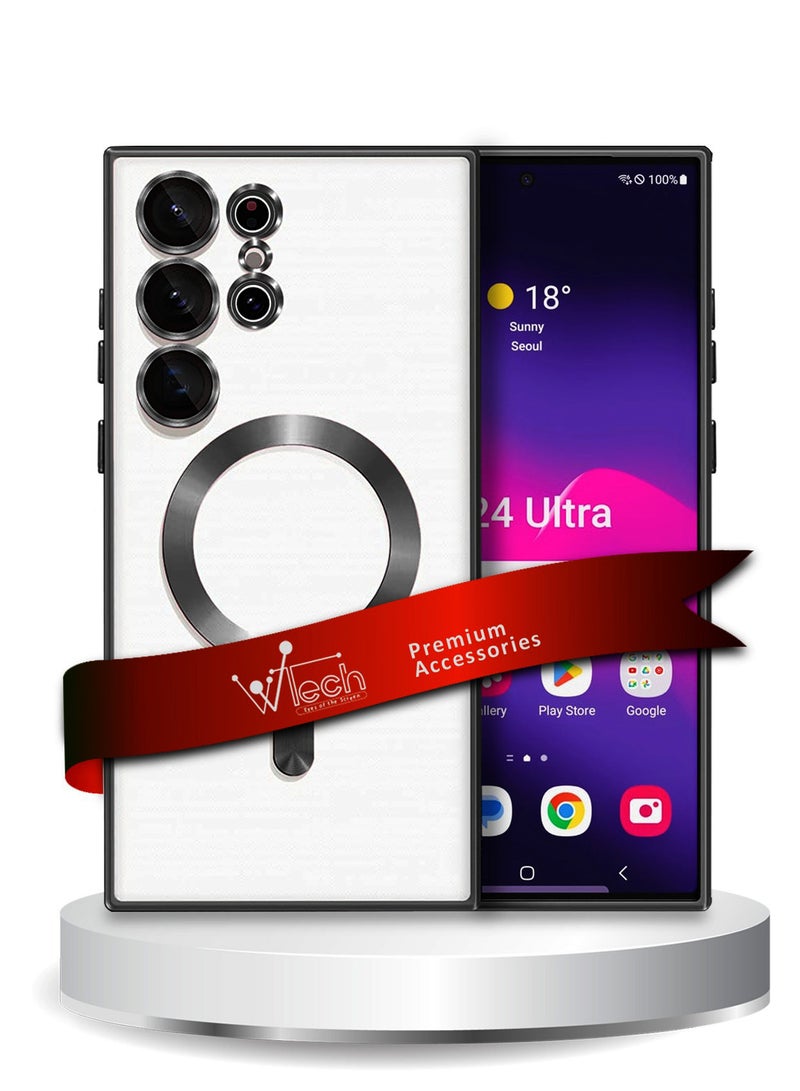 Wtech Magsafe Shockproof Luxury Plating Hybrid PC Case Cover For Samsung Galaxy S24 Ultra 5G 2024 Clear/Black - Image 1