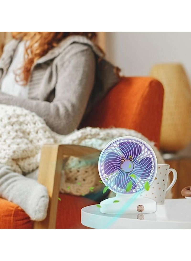 DIGI CORE Portable Desk Fan USB Rechargeable 2 Speeds Mini Desktop Fan For Outdoor Household Home Bedroom And Office Use White/Pink - Image 3