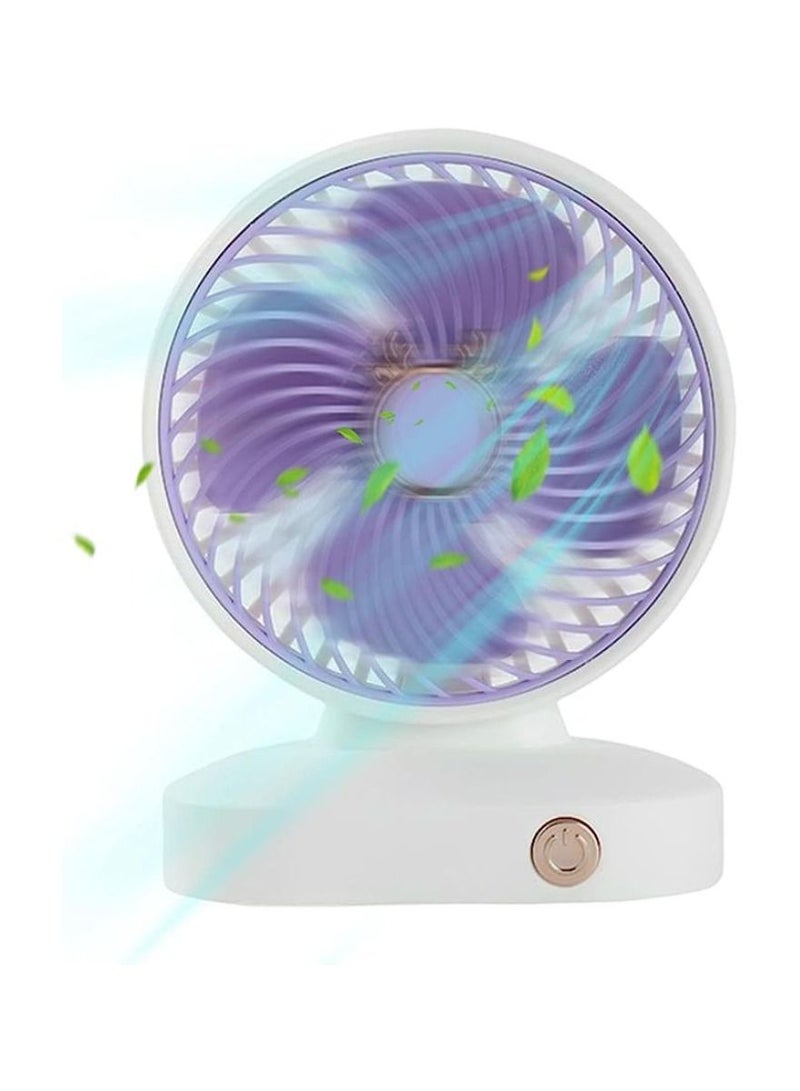 DIGI CORE Portable Desk Fan USB Rechargeable 2 Speeds Mini Desktop Fan For Outdoor Household Home Bedroom And Office Use White/Pink - Image 5