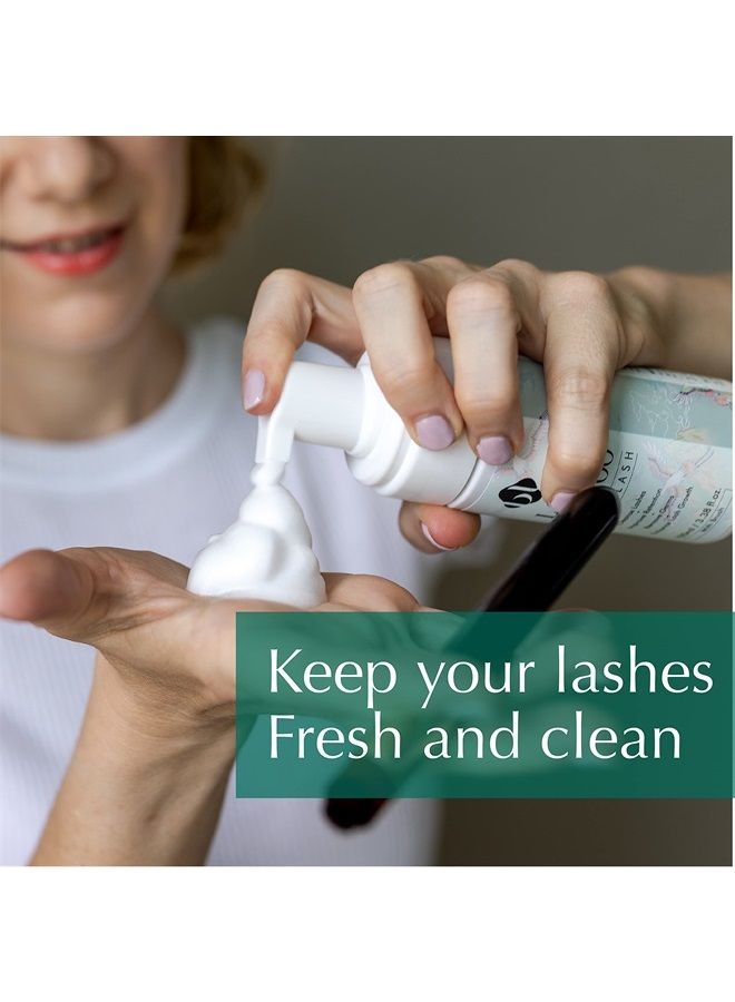 bl BL BL Lash Shampoo 100ml bottle + Lash Cleansing Brush for Eyelash Extensions | Easy to use | Gentle wash for eye makeup remover, citrus Lash Foam bath for eyelashes - Image 2