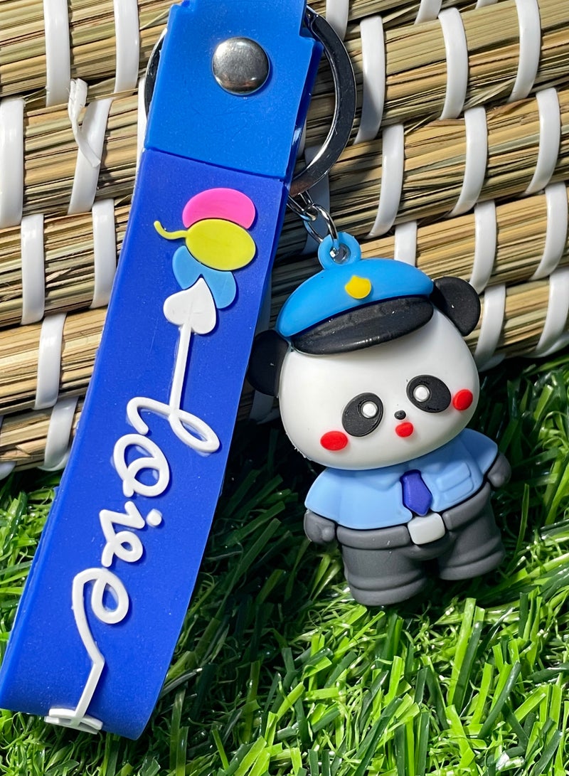 Distinctive cartoon keychain distinctive accessory cartoon policeman character keychain with ribbon that fits with car keys wallets and bags beautiful creative gift - Image 1