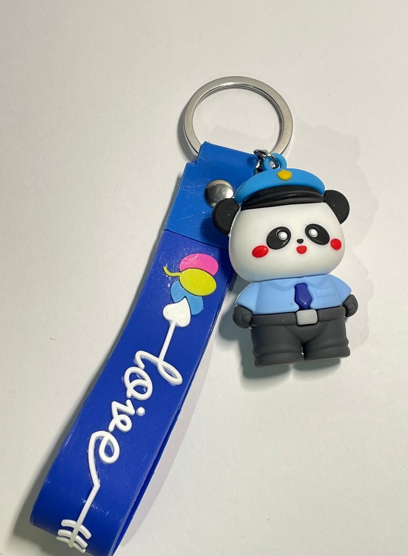 Distinctive cartoon keychain distinctive accessory cartoon policeman character keychain with ribbon that fits with car keys wallets and bags beautiful creative gift - Image 2
