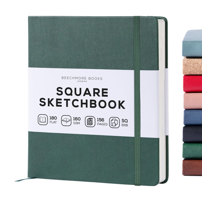 Beechmore Books Square Mixed Media Sketchbook 8x8 Professional Art Journal 160 GSM 98 lb Ivory Paper Perforated Pages Vegan Leather Hardcover LayFlat Design for Drawing Doodling - Image 2