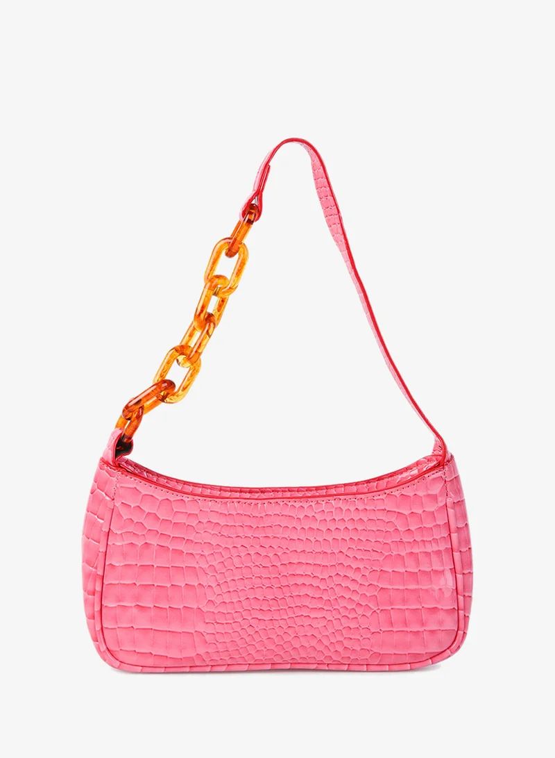 London Rag  London Rag Pink Croc Patterned Baguette for Women | Best Price UAE