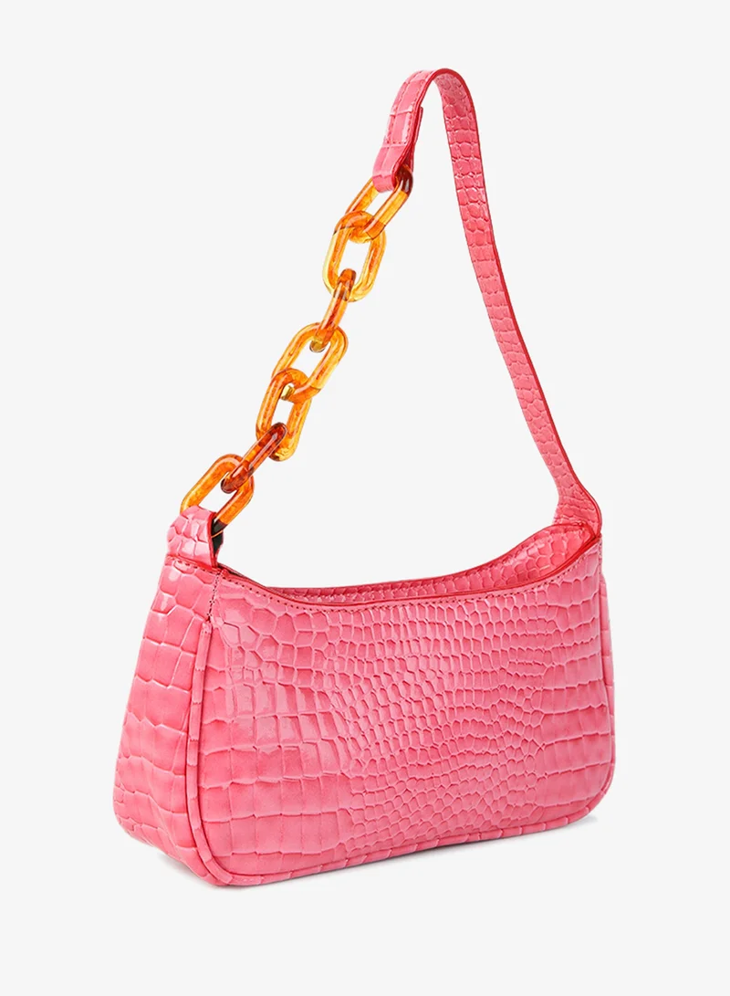 London Rag  London Rag Pink Croc Patterned Baguette for Women | Best Price UAE