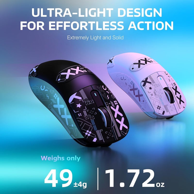 MANBASNAKE Attack Shark X3 Wireless Gaming Mouse, 49g Lightweight Triple Mode Ergonomic Computer Mouse, PAW3395 26K DPI Sensor, 200h Battery Life, Griptape Programmable Buttons for PC/Laptop/Mac/Win - Image 3