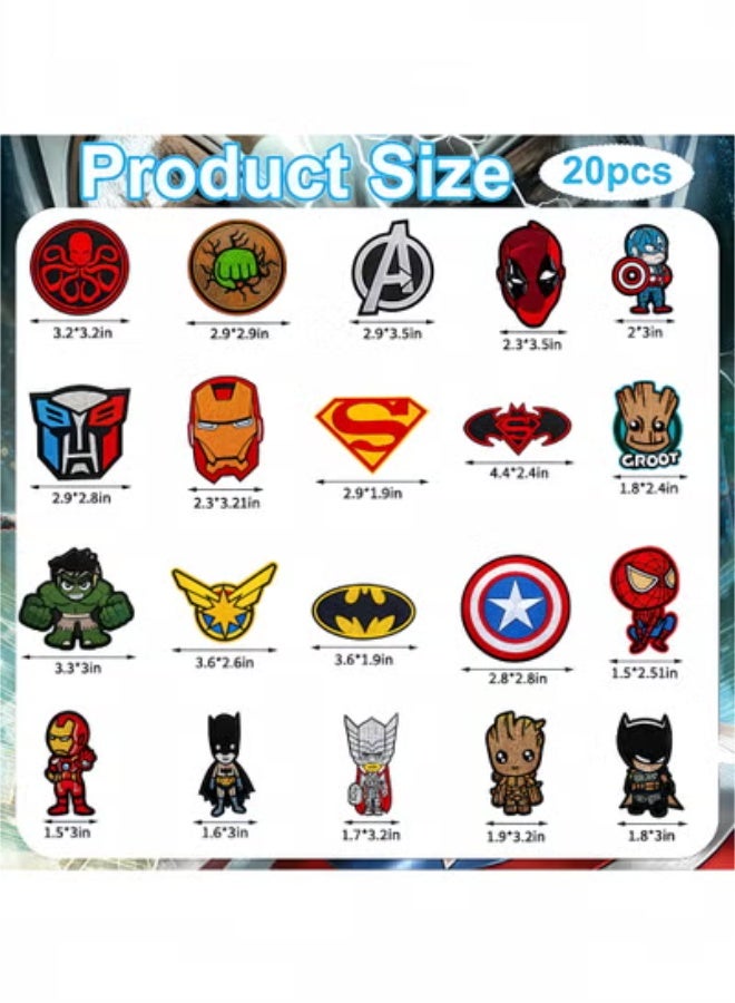 fantasize رقع ملصقة بالحديد، 20 قطعة من رقع ملصقة بالحديد، رقع كرتونية وأنمي، مجموعة تطريز، رقعة ملصقة بالحديد أو خياطة للأطفال، حرف يدوية، رقع لتزيين ملابس الأطفال والبالغين. - Image 2