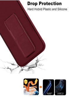 Wtech Xiaomi Redmi Note 14 Pro 5G 2024 Hand Grip Foldable Magnetic Kickstand Wrist Strap Finger Grip with Built-in Iron Case Cover - Maroon  - Image 5