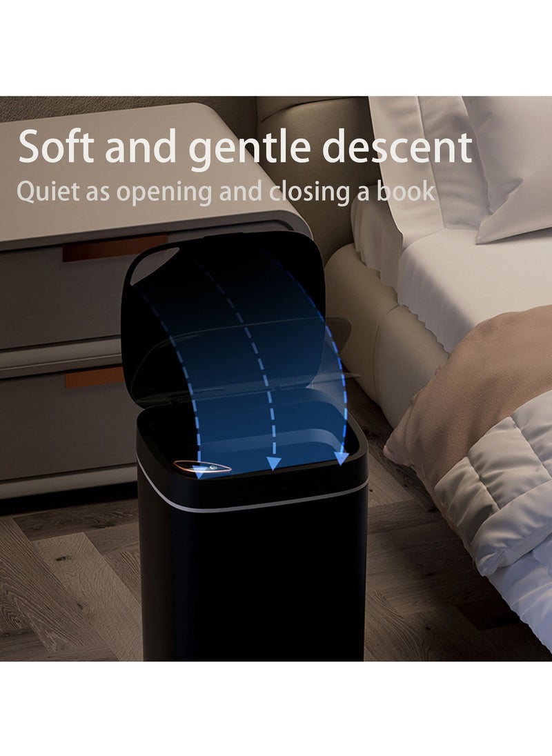 Hihonor 12L Electric Trash Can with Lid, 360° Touch Sensor Automatic Lid Opening Trash Can, Smart Electric Plastic Trash Can (Living Room, Bedroom, Office, Kitchen), White  - Image 2