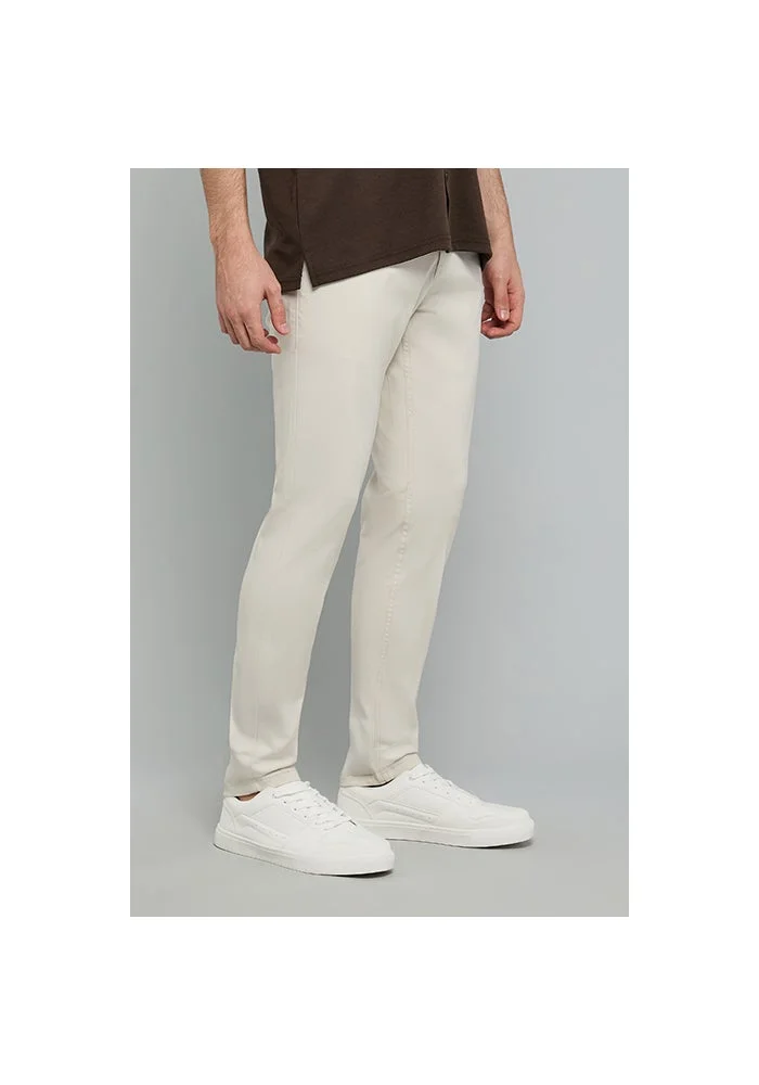 R&b  Solid Slim Fit Pants with Button Closure for Men | Best Price UAE