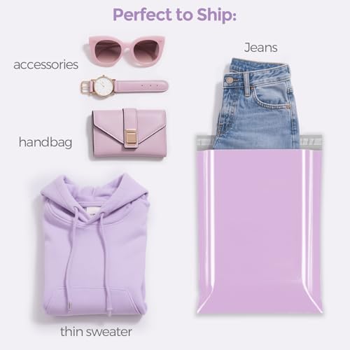 Fuxury Poly Mailers 10x13 Inch 100 Pcs, Heavy Duty Shipping Bags for Clothing, Strong Adhesive Shipping Envelopes for Small Business, Self Seal Mailers Poly Bags Mailing Envelopes Purple - Image 5