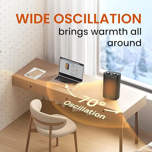 Goodscity Room Heater for Home| 1500W PTC Ceramic, Fast Heating| Bedroom, Office, Indoor Use| For Small Space Upto 125 sqFt|Oscillation, Fan Mode, 2 Heat Setting, Safety Protection|1 Year Warranty - Image 3