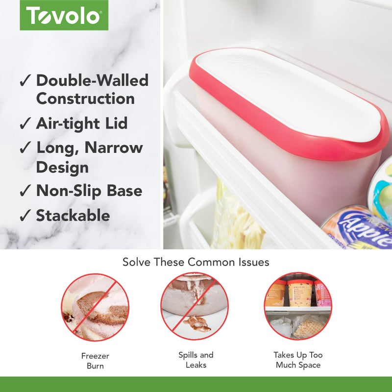 Tovolo Ice Cream Containers for Homemade Ice Cream, Glide-A-Scoop (1.5 Qt, Strawberry Sorbet) - Stackable Ice Cream Storage Containers for Freezer - BPA-Free Ice Cream Tub with Lid & Non-Slip Base - Image 3