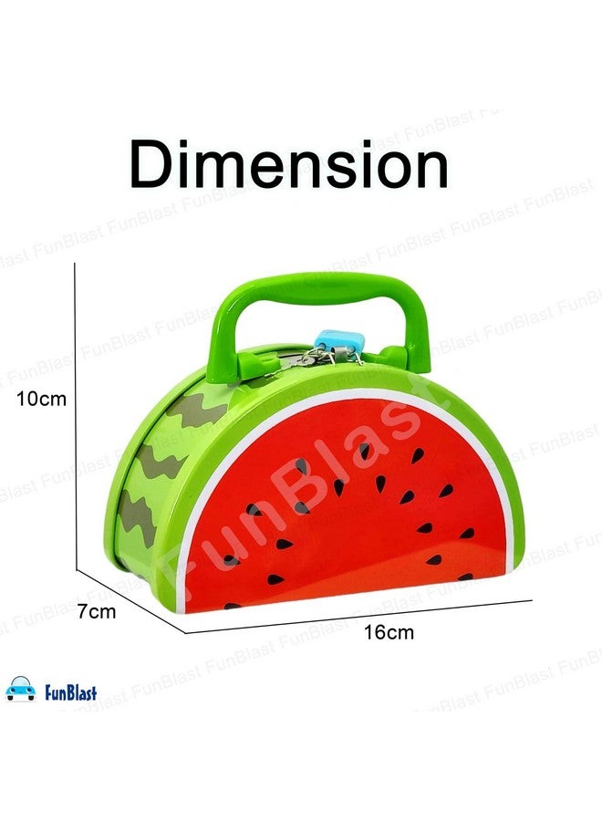 FunBlast Money Saving Tin Coin Bank with Lock and Key - Fruit Shaped Coin Box for Kids, Boys, Girls, Piggy Bank for Kids, Money Box for Kids, Birthday Return Gift (Multicolor) - Image 2