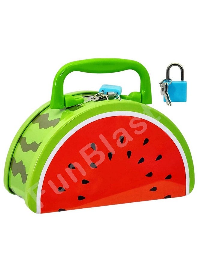 FunBlast Money Saving Tin Coin Bank with Lock and Key - Fruit Shaped Coin Box for Kids, Boys, Girls, Piggy Bank for Kids, Money Box for Kids, Birthday Return Gift (Multicolor) - Image 1