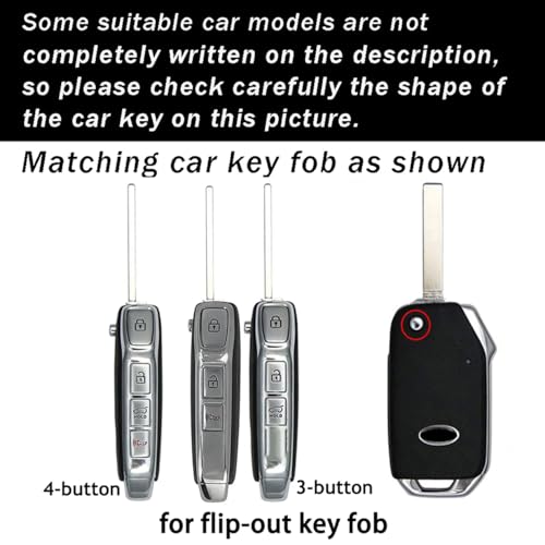 ontto Key Fob Cover Fit for Kia Flip Key for Seltos Forte Sportage Seltos K5 Soul Sorento Cerato Telluride NIRO 20192025 Car AccessoriesMetal and Leather Key HolderBlack - Image 3