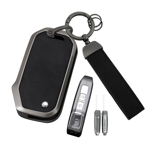 ontto Key Fob Cover Fit for Kia Flip Key for Seltos Forte Sportage Seltos K5 Soul Sorento Cerato Telluride NIRO 20192025 Car AccessoriesMetal and Leather Key HolderBlack - Image 1