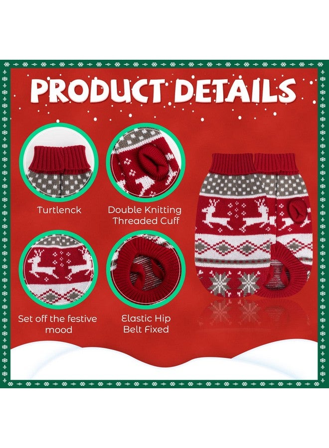 BWOGUE 2 Packs Cat Christmas Sweater Christmas Dog Sweaters Pet Cat Winter Knitwear Warm Clothes Pet Reindeer Snowflake Merry Christmas Pet Sweaters for Kittys and Small Dogs - Image 4
