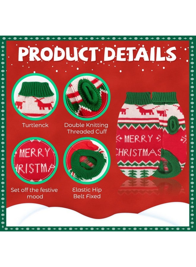 BWOGUE 2 Packs Cat Christmas Sweater Christmas Dog Sweaters Pet Cat Winter Knitwear Warm Clothes Pet Reindeer Snowflake Merry Christmas Pet Sweaters for Kittys and Small Dogs - Image 3