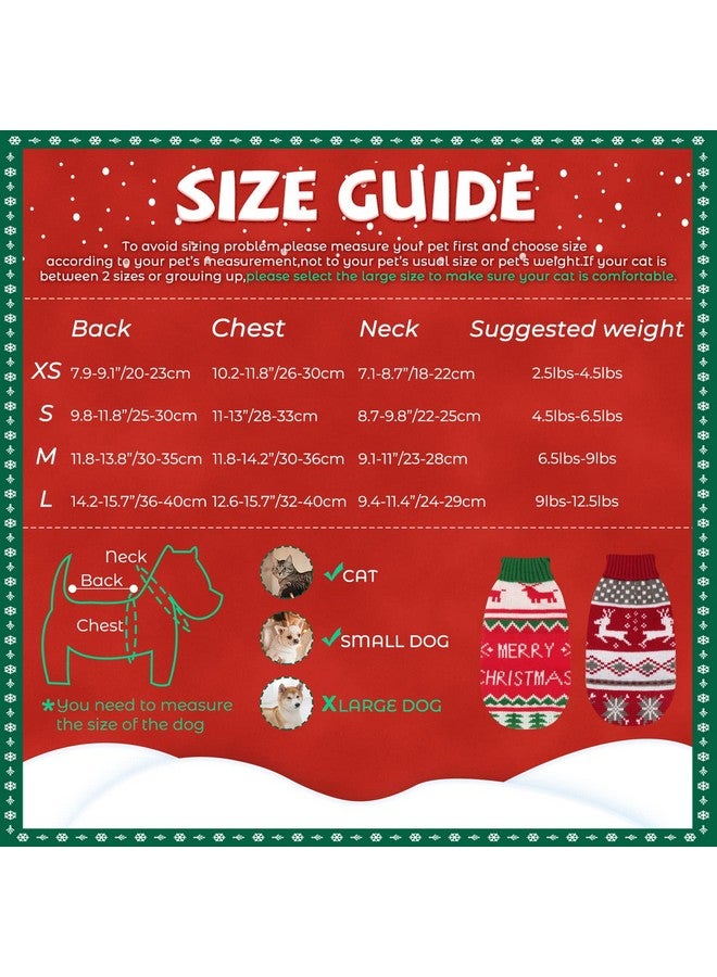 BWOGUE 2 Packs Cat Christmas Sweater Christmas Dog Sweaters Pet Cat Winter Knitwear Warm Clothes Pet Reindeer Snowflake Merry Christmas Pet Sweaters for Kittys and Small Dogs - Image 2