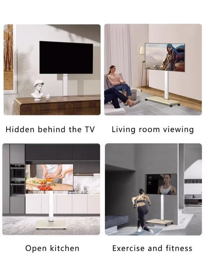 BEETEC Mobile TV Stand with Wheels for 32-75 Inch LCD LED TVs, Height Adjustable Rolling TV Cart with Swivel & Tilt, VESA 100x100 to 600x400mm, 40kg Capacity, Optional Floor Mount Base, for Home Office Classroom | Model TF-MT55 - Image 3