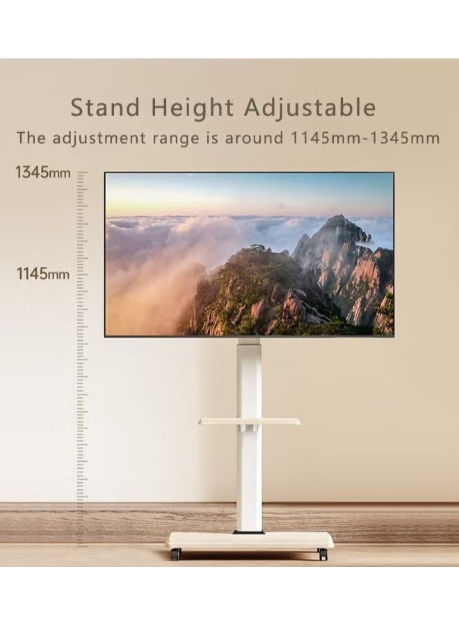 BEETEC Mobile TV Stand with Wheels for 32-75 Inch LCD LED TVs, Height Adjustable Rolling TV Cart with Swivel & Tilt, VESA 100x100 to 600x400mm, 40kg Capacity, Optional Floor Mount Base, for Home Office Classroom | Model TF-MT55 - Image 5