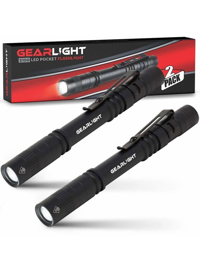 GearLight LED Pocket Pen Light Flashlight S100 [2 PACK] - Small, Mini, Stylus PenLight with Clip - Perfect Flashlights for Inspection, Work, Repair - Image 1