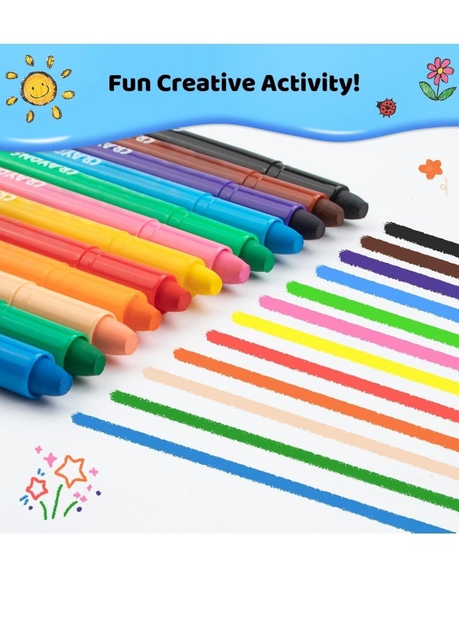 Twist-up crayons for toddlers, 12-color non-toxic washable children's crayons, art supplies, painting colored crayon set, perfect gift for boys and girls, back-to-school gift, Christmas gift - Image 3