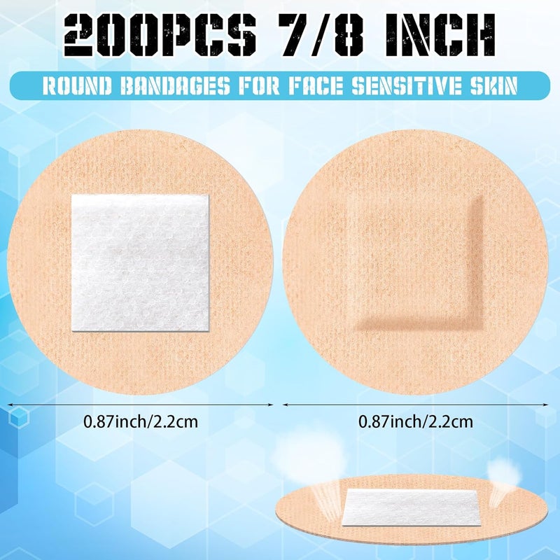 Geiserailie 200pcs 78 Inch Round Bandages for Face Sensitive Skin Silicone Adhesive Round Bandages Sterile Hypoaller Lenic Latex Free Nonstick for Sensitive Fragile Skin Delicate Wounds - Image 2